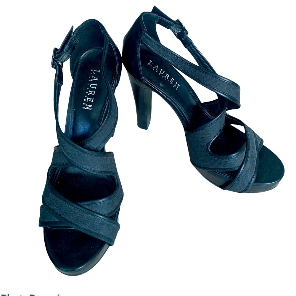 LAUREN by Ralph Lauren Black Strappy Heels
